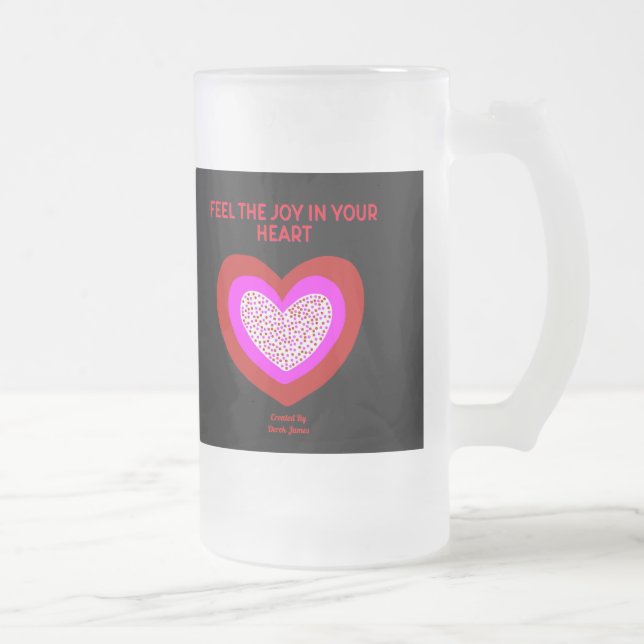 Joyful Heart Large Frosted Glass Mug (Right)