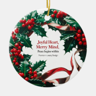 Joyful Heart, Merry Mind — Luxury Holly Berry Ceramic Tree Decoration