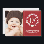 Joyful Hearts | Holiday Birth Announcement<br><div class="desc">A cute holiday photo card for baby's first Christmas. This festive red and white birth announcement features a pretty wreath and room for one photo.</div>