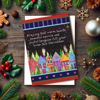 Joyful Hearts Neighborhood Village Christmas  Card