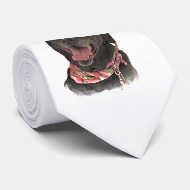 Joyful Holiday Black Labrador Retriever Dog Tie (Rolled)