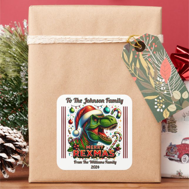 Joyful Holiday Dinosaur Sticker (Holiday)