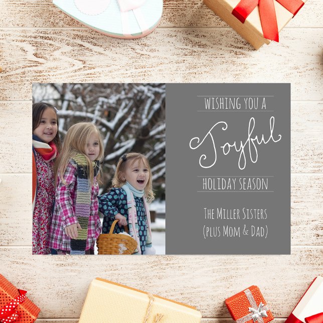 Joyful Holiday Modern Family Photo Folded Card (Creator Uploaded)