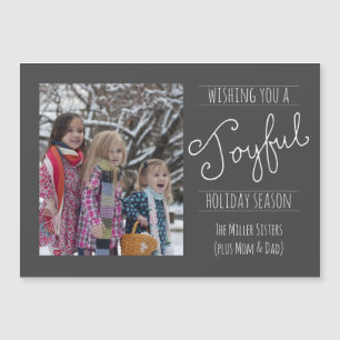 Joyful Holiday Modern Family Photo Magnetic Card
