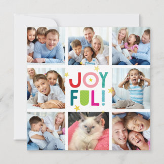 JOYFUL HOLIDAY multi 8 photo fun modern squares Card
