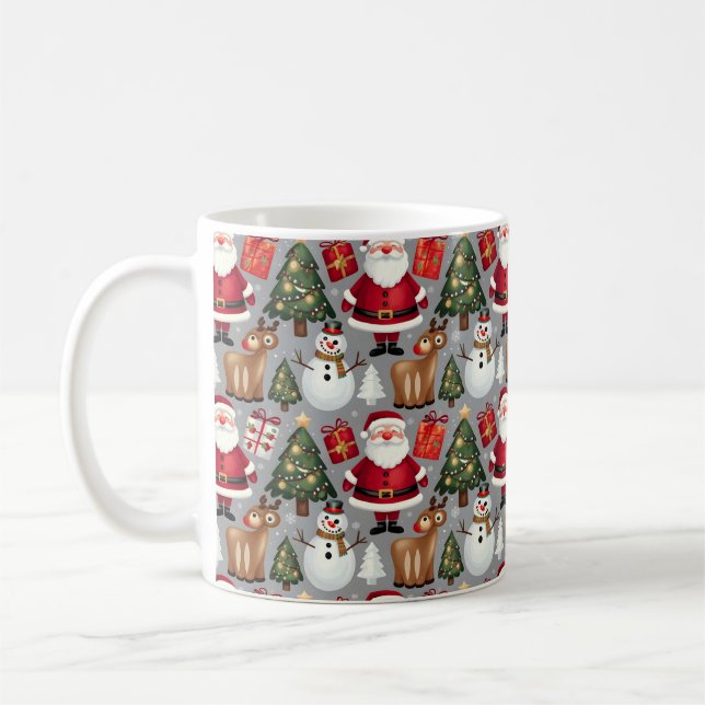 Joyful Holiday Pattern Designs Coffee Mug (Left)