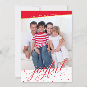 JOYFUL HOLIDAY PHOTO stylish calligraphy gold red Card