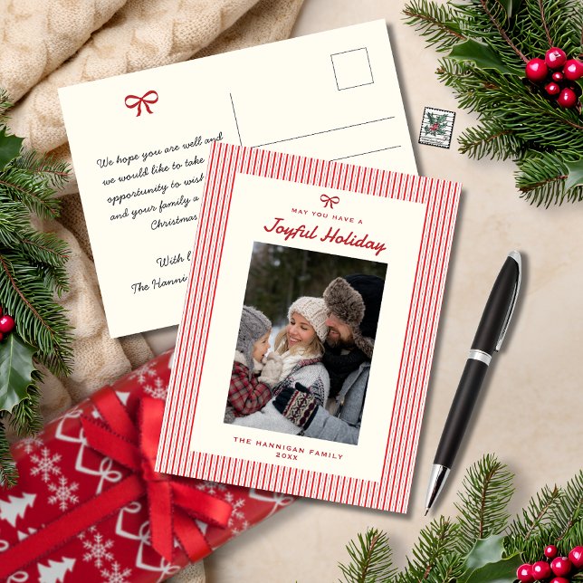 Joyful Holiday Red Bow One Family Photo (Creator Uploaded)