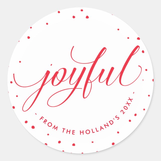 JOYFUL HOLIDAY SEAL stylish calligraphy red (Front)