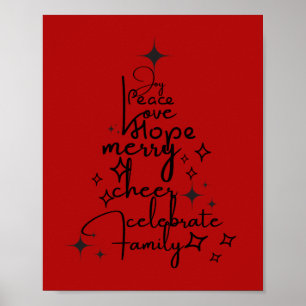 Joyful Holiday Tree - Typography Art Festive Words Poster