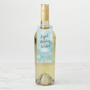 Joyful Holiday Wishes Snowflakes Bottle Tag