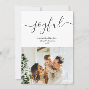 Joyful Holidays Handwriting Simple Photo Holiday Card