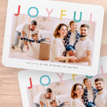 Joyful Holidays Modern Simple Colourful Fun Holida Magnet<br><div class="desc">Design is composed of simple serif and sans serif typography. Add a custom photo and family name and year.</div>