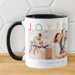 Joyful Holidays Modern Simple Colourful Fun Holida Mug<br><div class="desc">Design is composed of simple serif and sans serif typography. Add a custom photo and family name and year.</div>