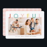 Joyful Holidays Modern Simple Colourful Holiday Card<br><div class="desc">Design is composed of simple serif and sans serif typography. Add a custom photo and family name and year.</div>