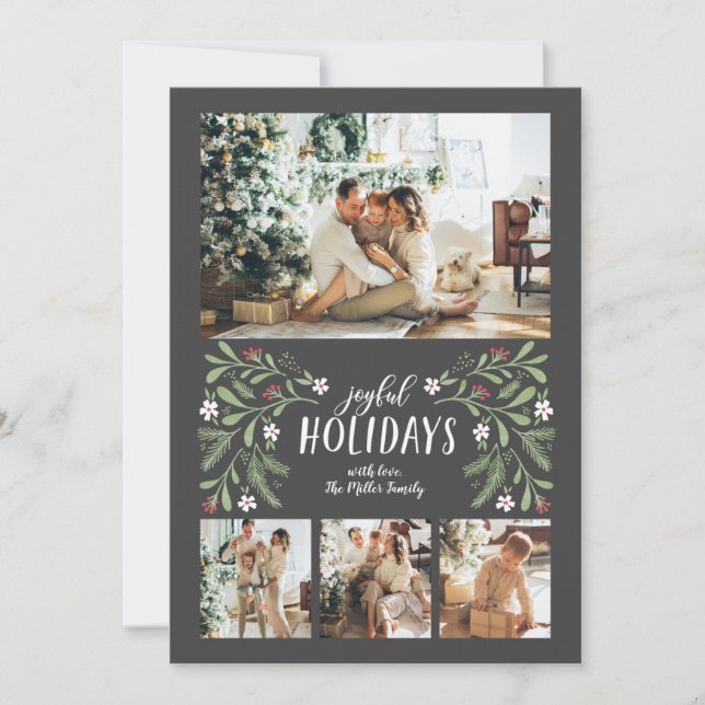 Joyful Holidays Photo Christmas Card (Front)