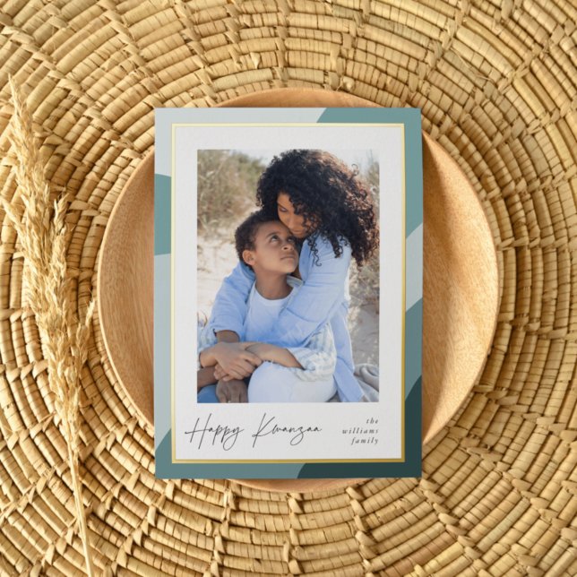 Joyful Hues Vertical Photo Kwanzaa Foil Holiday Card (Creator Uploaded)