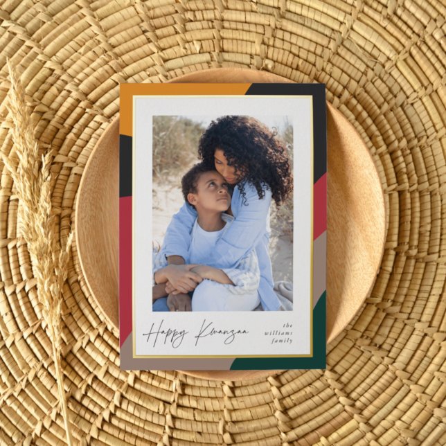 Joyful Hues Vertical Photo Kwanzaa Foil Holiday Card (Creator Uploaded)