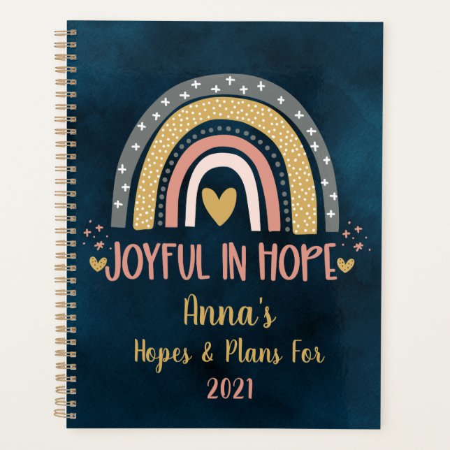 Joyful In Hope Pink Christian Rainbow 2022 Planner (Front)