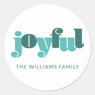 Joyful In Teal Classic Round Sticker