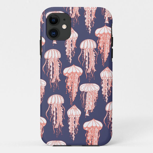 Joyful Jellyfish Phone Case Deep Blue Purple (Back)