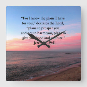 JOYFUL JEREMIAH 29:11 SUNRISE SQUARE WALL CLOCK