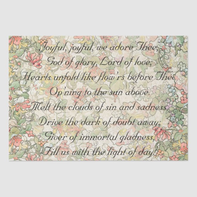 Joyful Joyful Art Nouveau Floral Praise God Tissue Paper (Front)