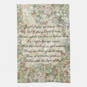 Joyful Joyful Hymn Floral Mucha Art Nouveau Towel