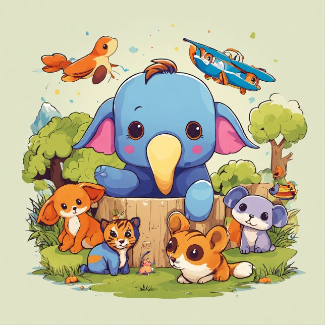 Joyful Jungle Buddies Throw Pillow ("Transform your child's space into a jungle of joy with our 'Joyful Jungle Buddies Throw Pillow.' )