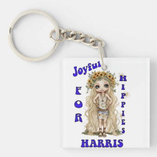Joyful Kamala Harris President Hippie Boho Key Ring
