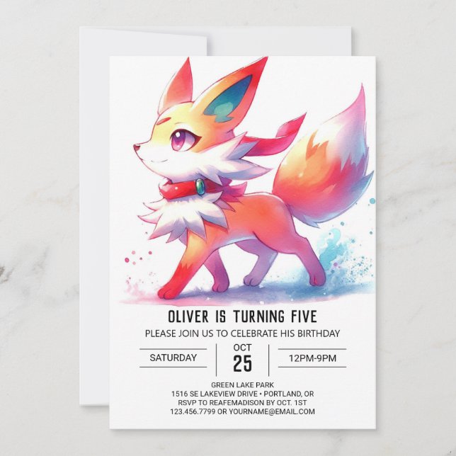 Joyful Kids Fox Birthday Invitation (Front)