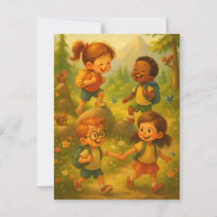 Joyful Kids Hiking – Classroom Adventure Poster Postcard