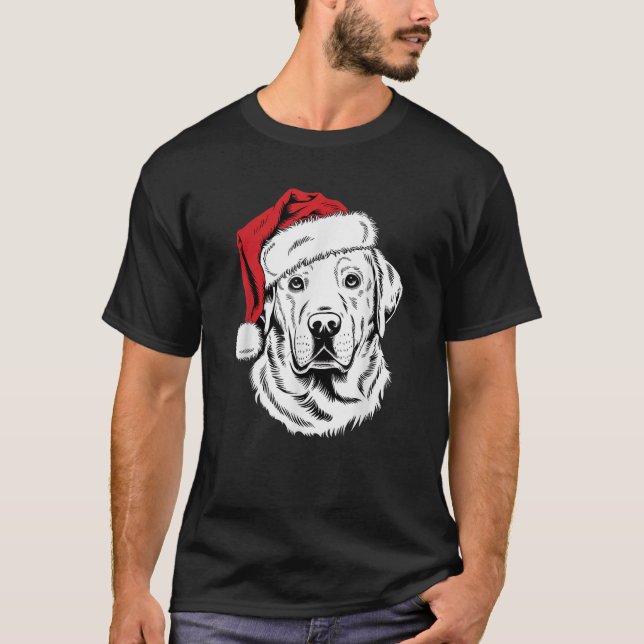 Joyful Lab Santa Dog on Labrador Retriever Christm T-Shirt (Front)