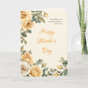 Joyful Large Yellow Roses Orthodox Mother's Day Card