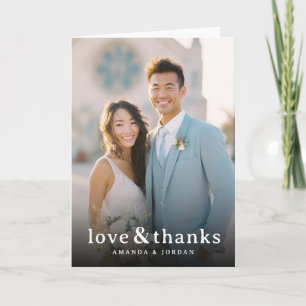 Joyful Light Blue Romantic Photo Thank You Card