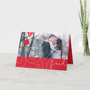 Joyful Lines Big Red Dot Modern Typography Photo Holiday Card