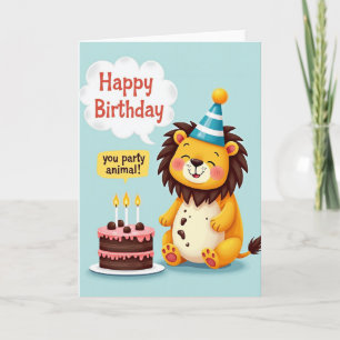 Joyful Lion Cub Birthday Card