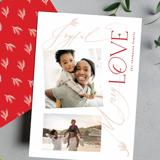 Joyful LOVE Merry Multi photo Modern | Christmas Holiday Card (Creator Uploaded)