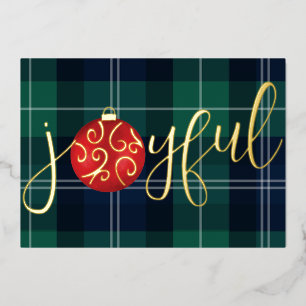 Joyful Maximalist Style Watercolor Ornament Real Foil Holiday Card