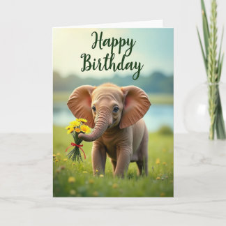 Joyful Meadow Elephant Birthday Card