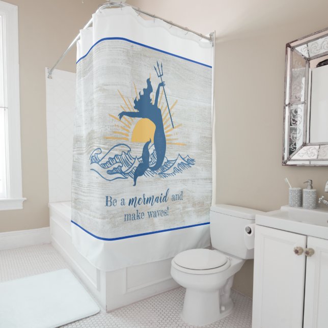Joyful Mermaid Inspirational Shower Curtain (In Situ)