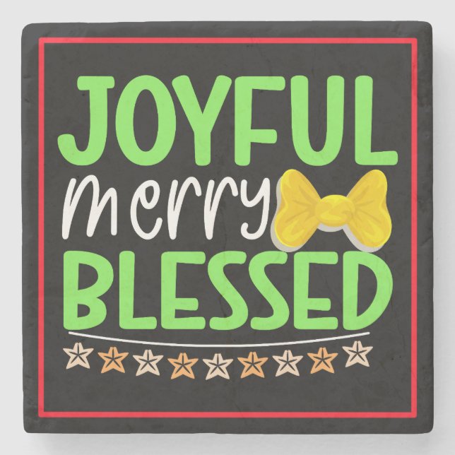 Joyful Merry Blessed-81053 Stone Coaster (Front)