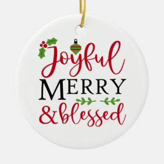 Joyful Merry & Blessed Ceramic Tree Decoration