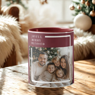 Joyful Merry Blessed Christmas Photo Custom Mug
