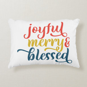 Joyful Merry Blessed Christmas Pillow – Holiday 