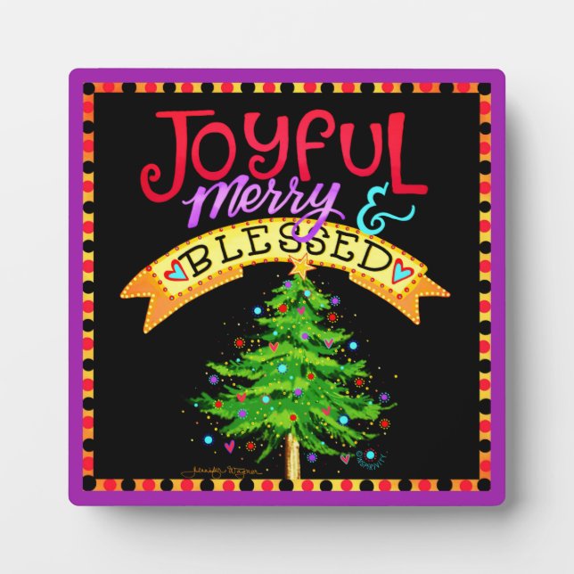 Joyful, Merry, Blessed' Christmas Tree Inspirivity Plaque (Front)