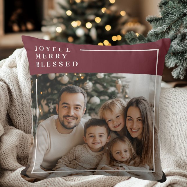 Joyful Merry Blessed Modern Christmas Cushion (Creator Uploaded)