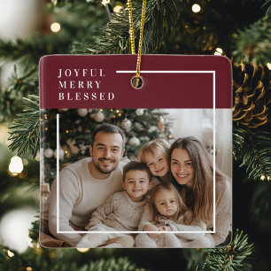Joyful Merry Blessed Personalized Christmas Photo  Ceramic Ornament