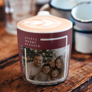 Joyful Merry Blessed Personalized Christmas Photo  Espresso Cup