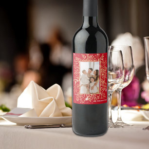 Joyful Merry Christmas Customise Photo Wine Label